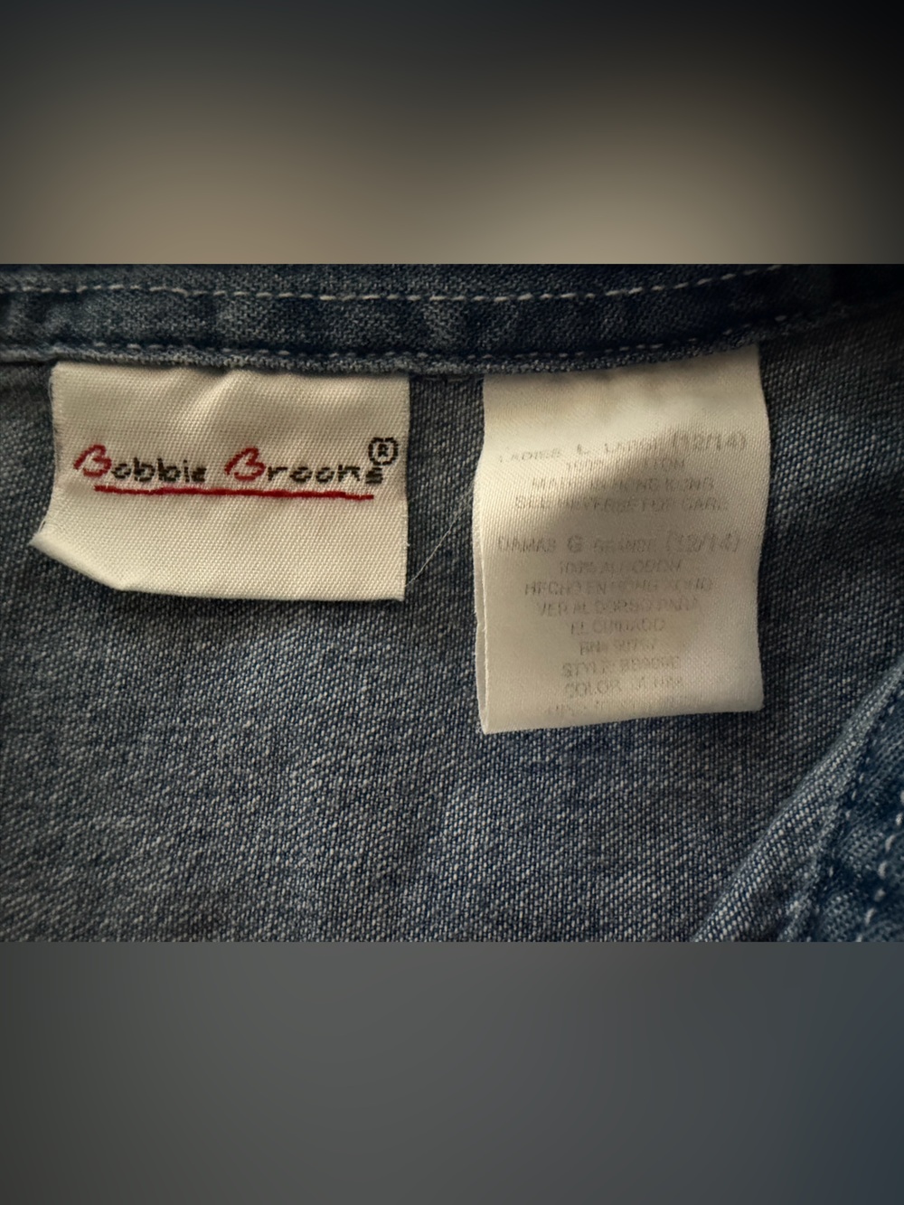 Vintage Bobbie Brooks Blue Denim Button-Down Shirt Fall Harvest Embroidery L - Picture 2 of 6